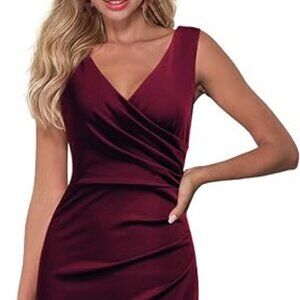 WOOSEA Women Sleeveless V Neck Split Evening Cocktail Long Dress